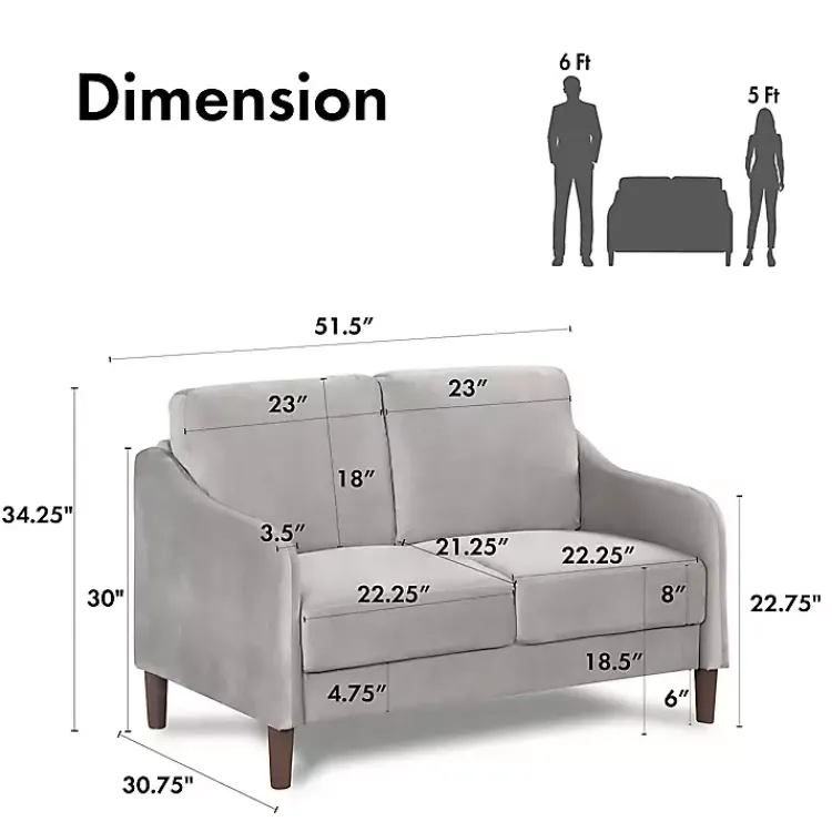 Kirklands Home Velvet Upholstered Modern Loveseat Gray New