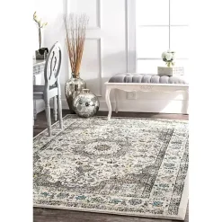 Kirklands Home Gray Verona Medallion Area Rug, 5x7 New