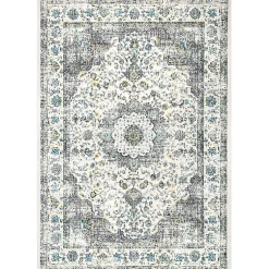 Kirklands Home Gray Verona Medallion Area Rug, 5x7 New