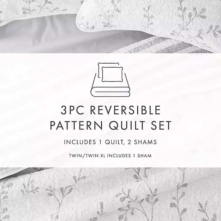 Kirklands Home Gray Vines Reversible 2-pc. Twin Quilt Set Sale