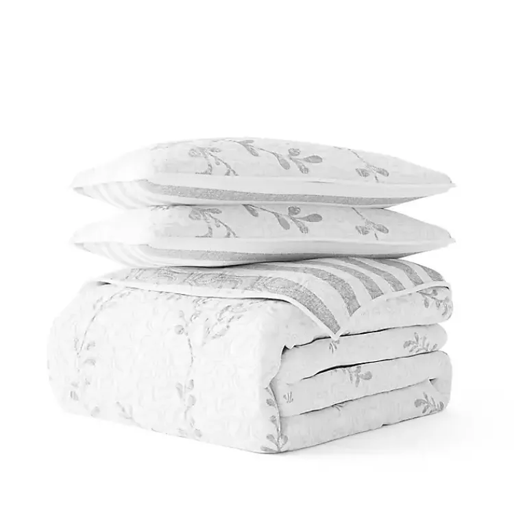 Kirklands Home Gray Vines Reversible 3-pc. Queen Quilt Set Sale