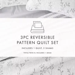 Kirklands Home Gray Vines Reversible 3-pc. Queen Quilt Set Sale