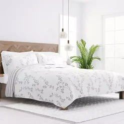 Kirklands Home Gray Vines Reversible 3-pc. King Quilt Set New