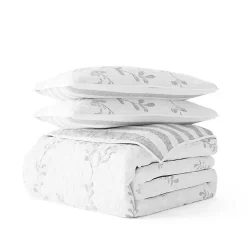 Kirklands Home Gray Vines Reversible 3-pc. King Quilt Set New