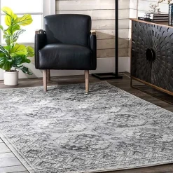 Kirklands Home Vintage Circular Patterns Area Rug, 5x7 Gray Outlet
