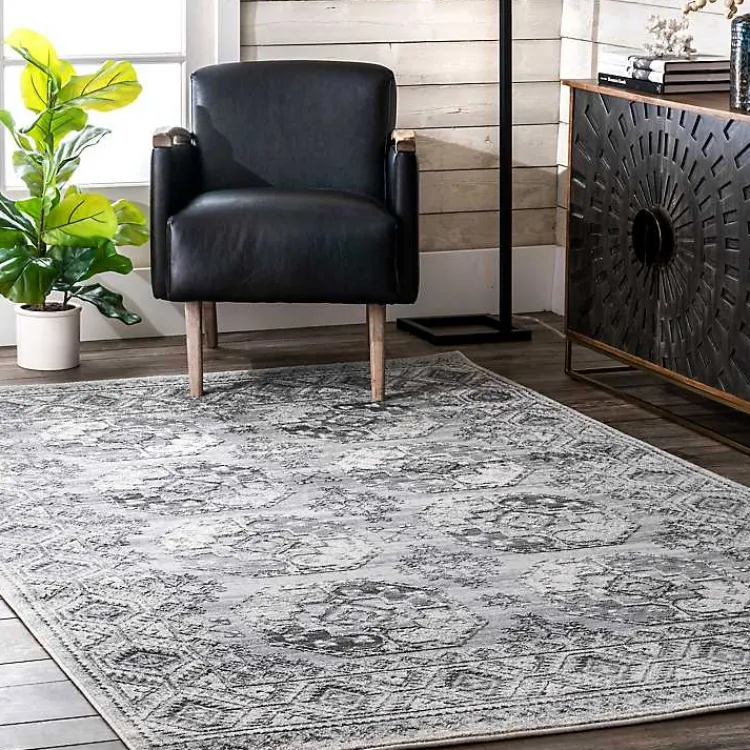 Kirklands Home Vintage Circular Patterns Area Rug, 5x7 Gray Outlet