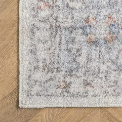 Kirklands Home Vintage Floral Washable Area Rug, 8x10 Gray Sale