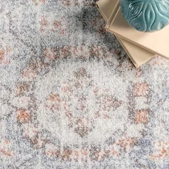 Kirklands Home Vintage Floral Washable Area Rug, 8x10 Gray Sale