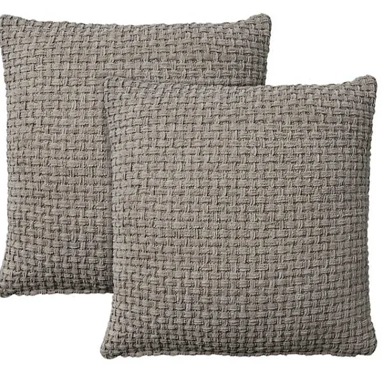 Pillows>Kirklands Home Waffle Knit Chenille Throw Pillows, Set of 2 Gray