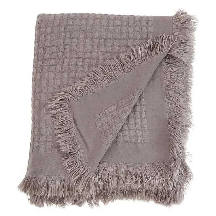 Blankets & Throws>Kirklands Home Waffle Weave Throw Blanket Gray