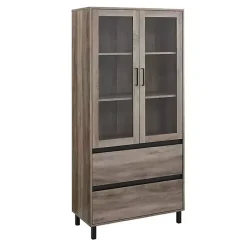 Kirklands Home Wash Glass Door Storage Hutch Gray Hot