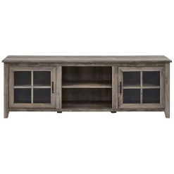 Kirklands Home Wash Glass Door TV Stand Gray Sale