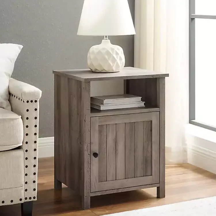 Kirklands Home Wash Grooved Door Side Table Gray Online