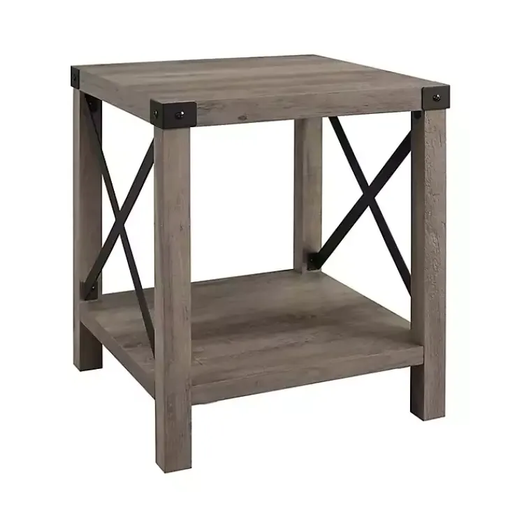 Kirklands Home Wash Industrial X-Frame Accent Table Gray Discount