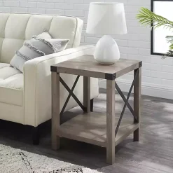 Kirklands Home Wash Industrial X-Frame Accent Table Gray Discount