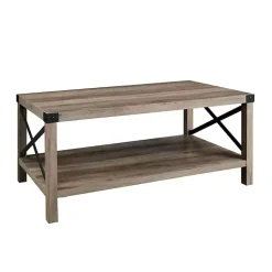 Kirklands Home Wash Industrial X-Frame Coffee Table Gray Discount
