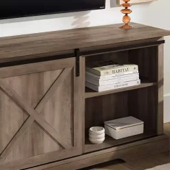 Kirklands Home Wash Sliding Barn Door TV Stand Gray