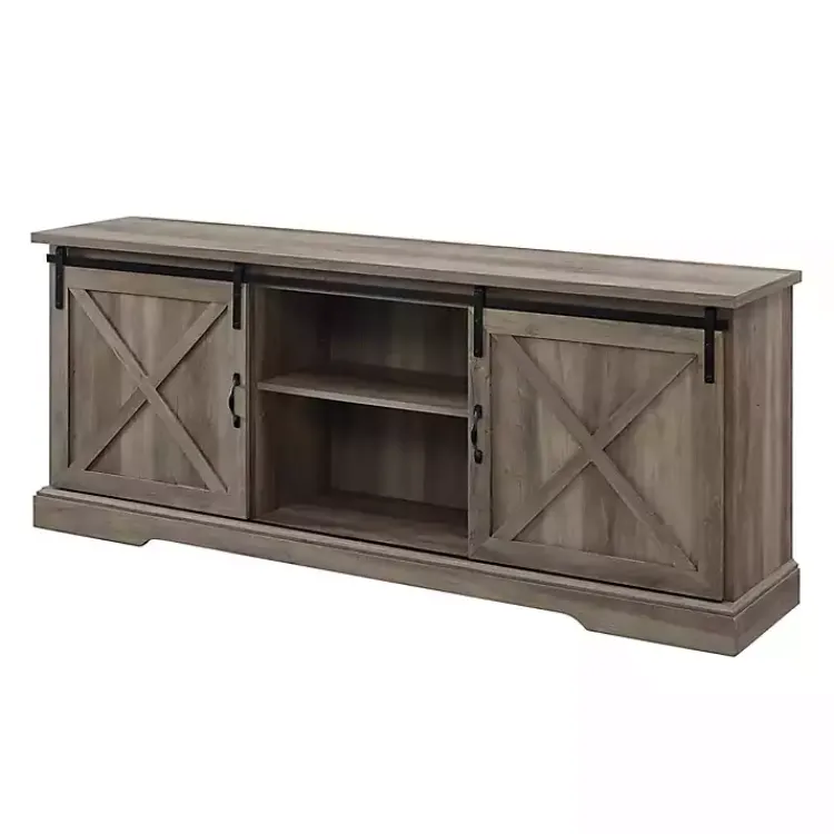 Kirklands Home Wash Sliding Barn Door TV Stand Gray