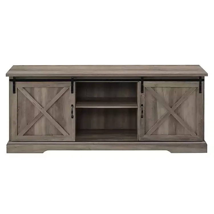 Kirklands Home Wash Sliding Barn Door TV Stand Gray