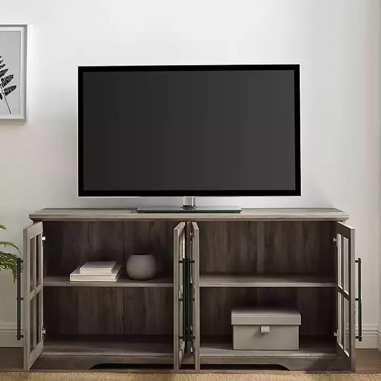 Kirklands Home Wash Window 4-Door TV Stand Gray Outlet