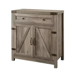 Kirklands Home Wash Wooden and Metal Barn Door Cabinet Gray Outlet