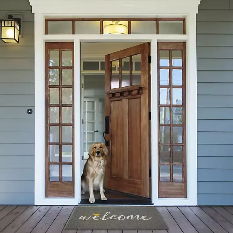 Kirklands Home Gray Welcome Bird Coir Doormat Best