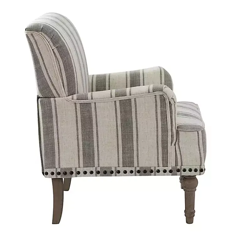 Kirklands Home Gray White Stripe Upholstered Accent Chair Discount