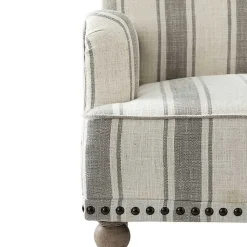 Kirklands Home Gray White Stripe Upholstered Accent Chair Discount