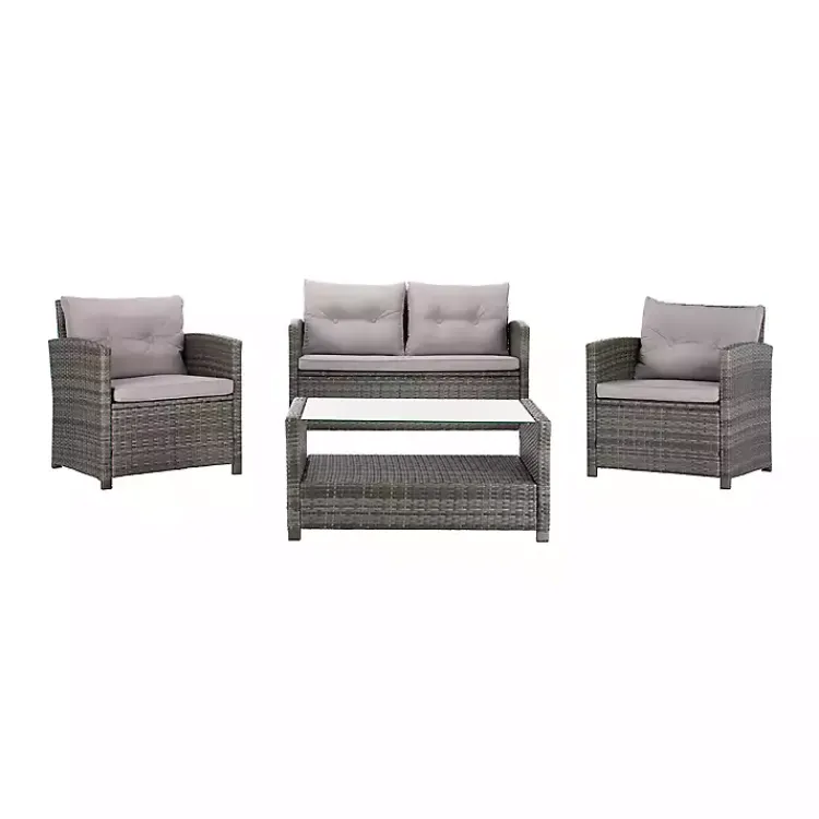 Kirklands Home Wicker 4-pc. Deluxe Outdoor Living Set Gray