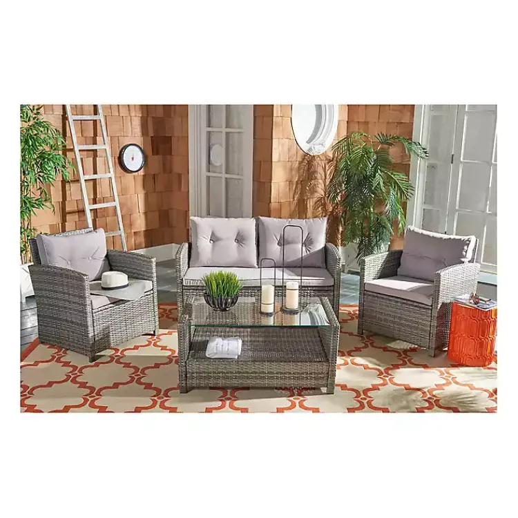 Kirklands Home Wicker 4-pc. Deluxe Outdoor Living Set Gray
