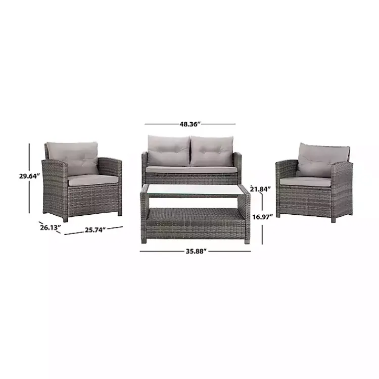 Kirklands Home Wicker 4-pc. Deluxe Outdoor Living Set Gray