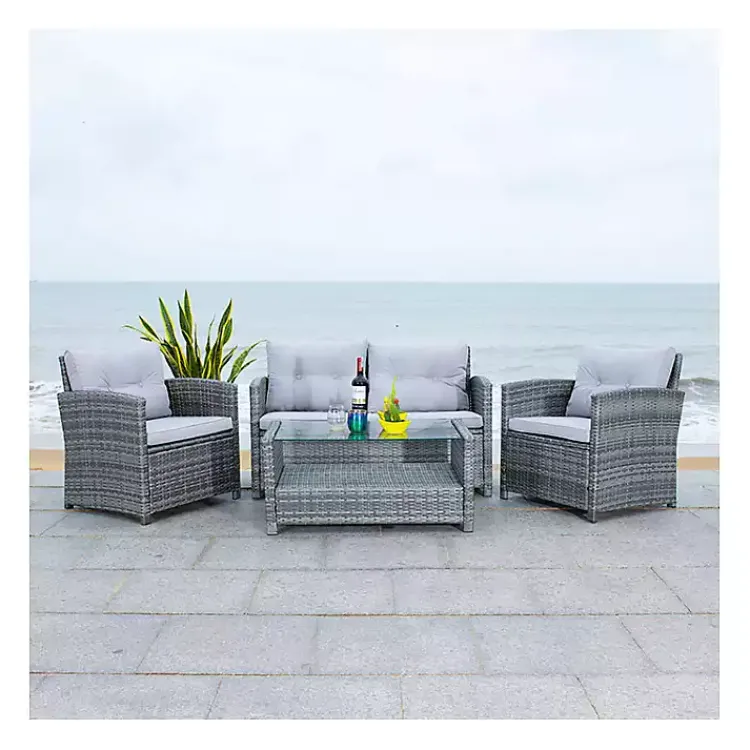 Kirklands Home Wicker 4-pc. Deluxe Outdoor Living Set Gray