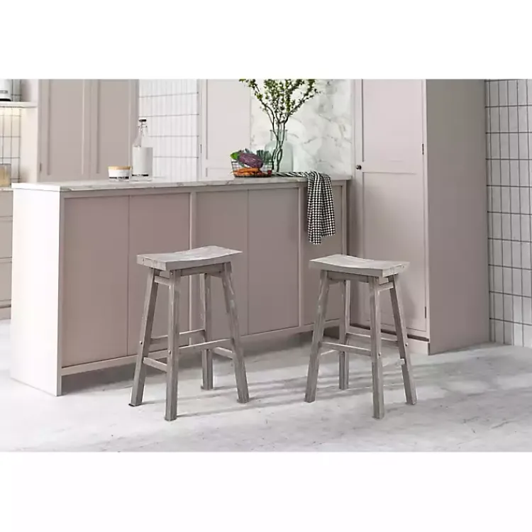 Kirklands Home Wire Brush Saddle Bar Stools, Set of 2 Gray Best