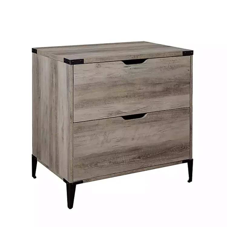 Kirklands Home Wood and Iron Accent Filing Cabinet Gray Discount