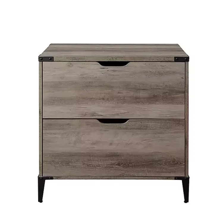 Kirklands Home Wood and Iron Accent Filing Cabinet Gray Discount
