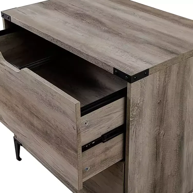 Kirklands Home Wood and Iron Accent Filing Cabinet Gray Discount