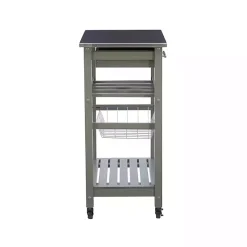 Kirklands Home Wood and Stainless Steel Kitchen Cart Gray Outlet