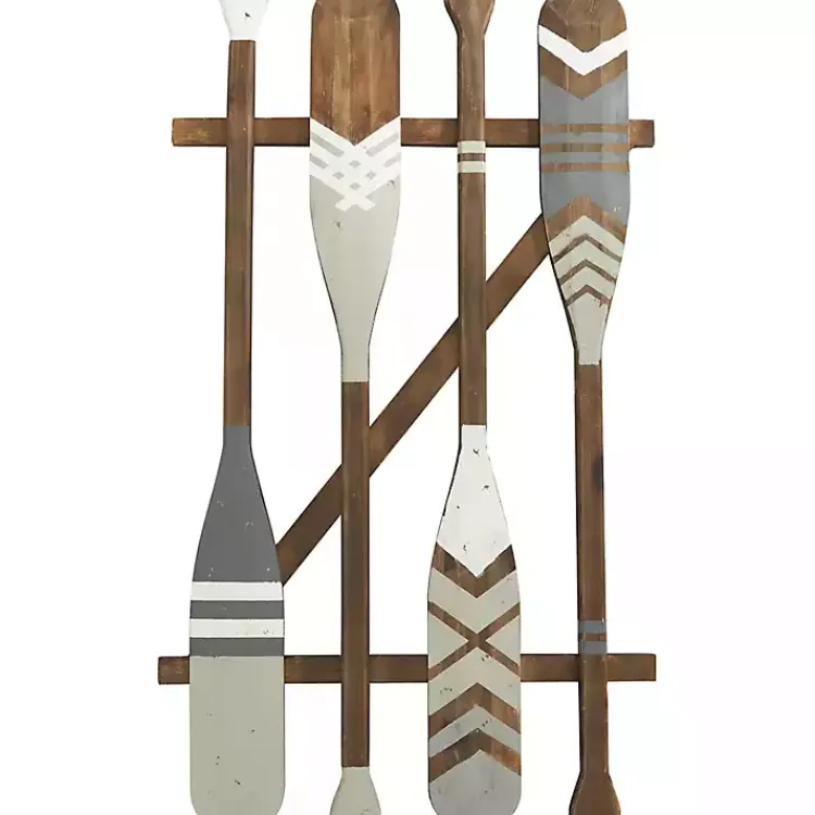 Kirklands Home Gray Wood Arrow and Striped Paddle Wall Plaque Online