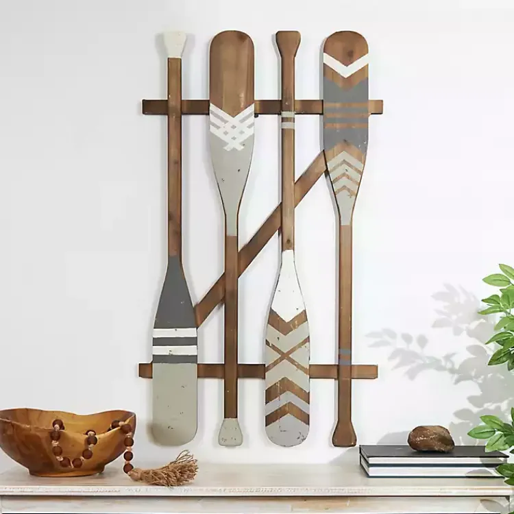 Kirklands Home Gray Wood Arrow and Striped Paddle Wall Plaque Online