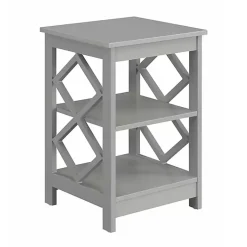 Kirklands Home Wood Diamond 2-Tier Accent Table Gray Clearance
