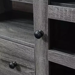 Kirklands Home Wood 2-Door Windowpane Media Cabinet Gray Discount