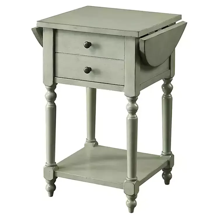 Kirklands Home Wood 2-Drawer Drop Leaf Side Table Gray Online