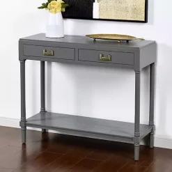 Kirklands Home Wood 2-Drawer Layla Console Table Gray Hot
