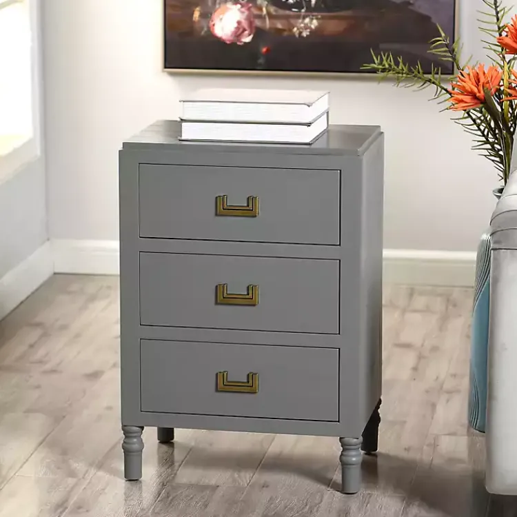 Kirklands Home Wood 3-Drawer Layla Nightstand Gray Best