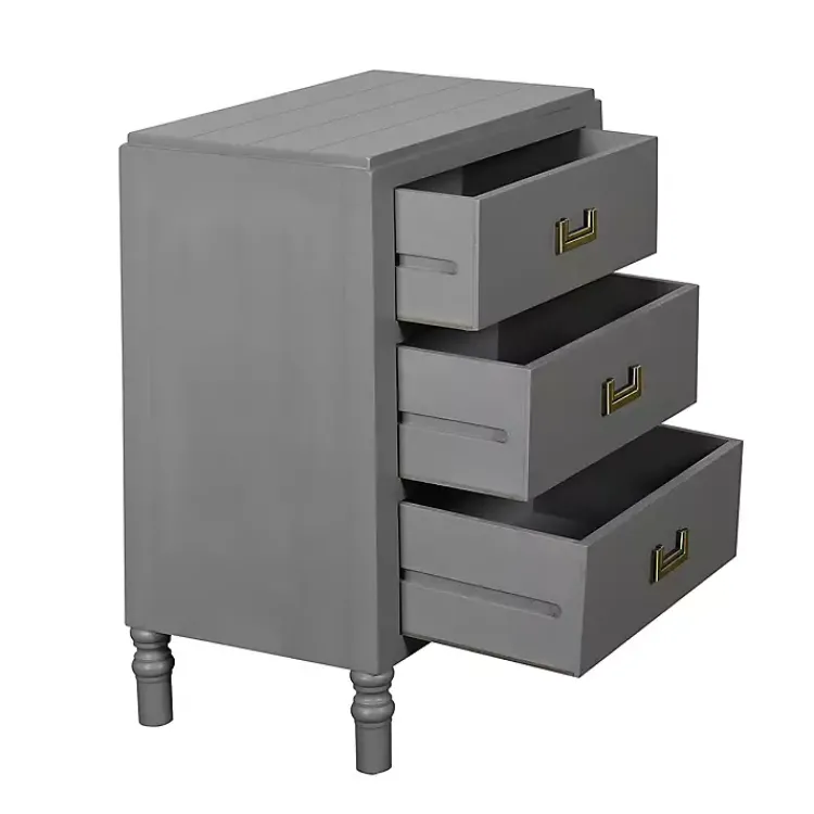 Kirklands Home Wood 3-Drawer Layla Nightstand Gray Best