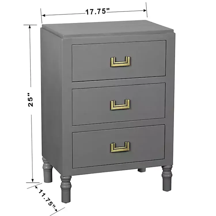 Kirklands Home Wood 3-Drawer Layla Nightstand Gray Best