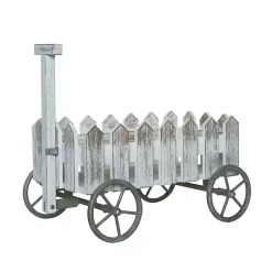 Decorative Accents>Kirklands Home Wood Fence Wagon Statue Gray