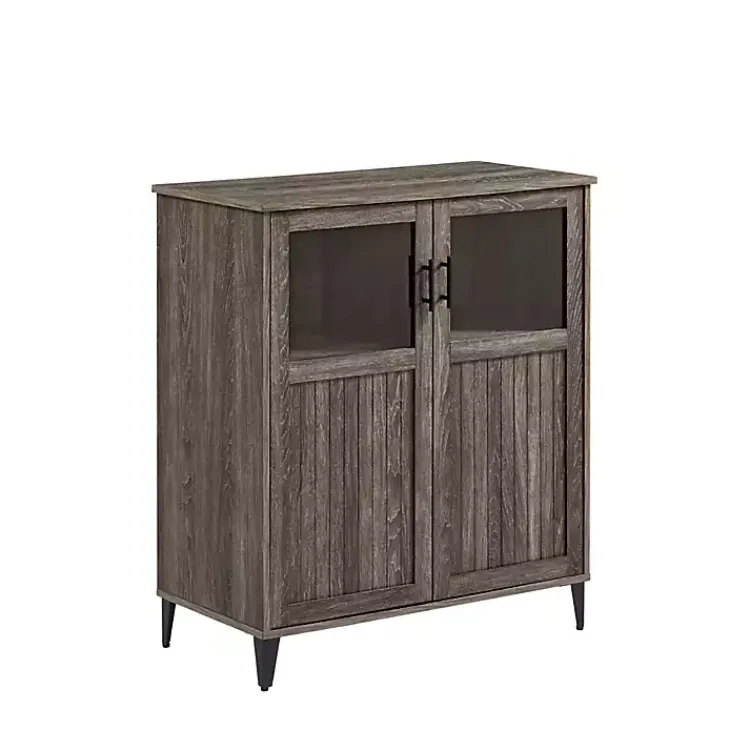 Kirklands Home Wood Glass Windows Storage Cabinet Gray Sale
