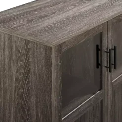 Kirklands Home Wood Glass Windows Storage Cabinet Gray Sale