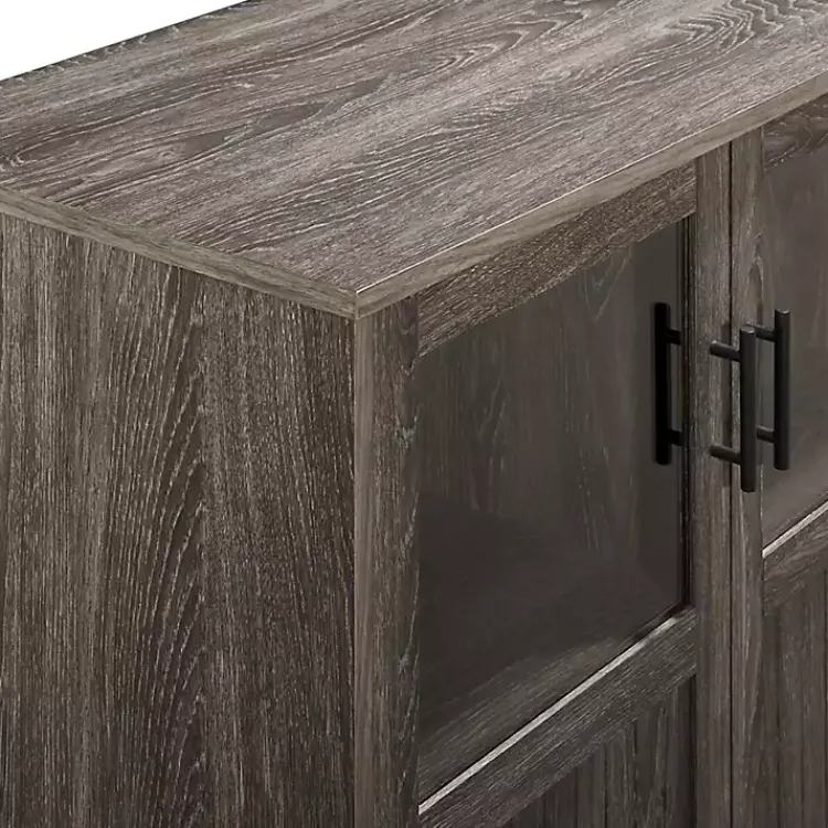 Kirklands Home Wood Glass Windows Storage Cabinet Gray Sale